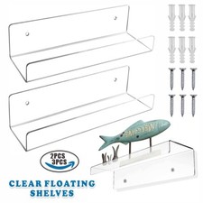 Clear Acrylic Floating Shelves Display Mounted Shelf Display Organizer 2 / 3PCS