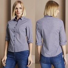 Womens Gingham Check Shirt 3/4
