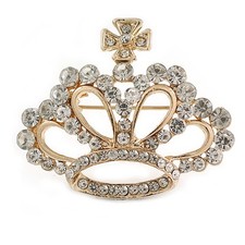 Royal Crystal Crown Brooch In