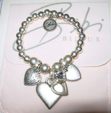 BIBI BIJOUX *STUNNING* HEART CHARM CRYSTAL ROW OF BALLS ELASTICATED BRACELET QVC