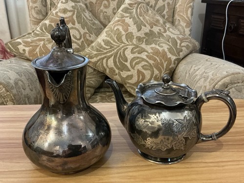 Vintage antique silver teapots - vintage,