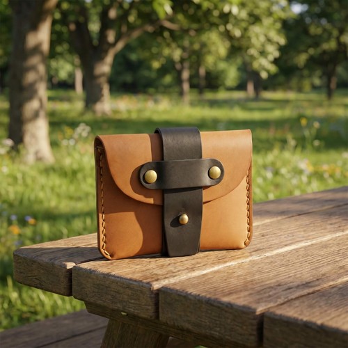 Leather wallet card - &, holder
