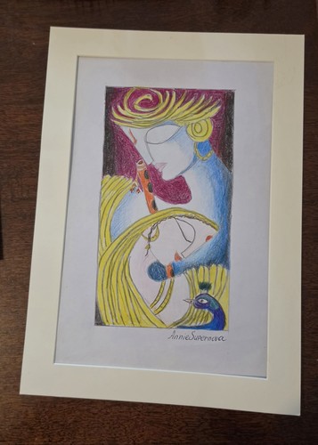 Radha krishna hand painted - "radha, krishna"