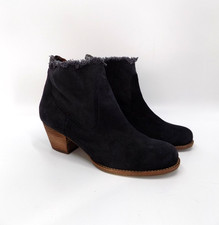 Marks Spencer Womens Navy Blue Suede Boots UK 8 Block Heel Indigo Collection