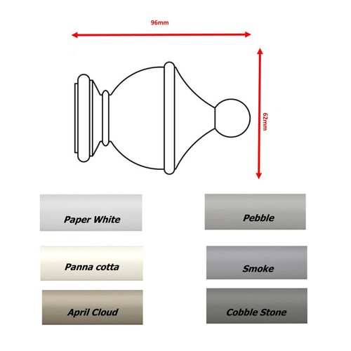 Curtain pole ends 28mm urn - curtain,