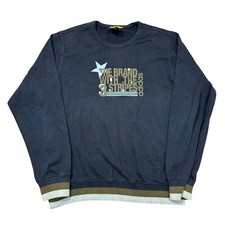 Adidas Sweatshirt Jumper Round Neck Regular Fit Retro Y2K Blue Mens XL