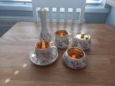 Small collection of Prinknash collectable Abbey Pottery Roses Gold Lustre.
