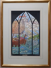 Large Stained Glass Window Design. Watercolour. Mary Graham (1928-1970)