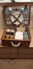 Vintage 2 Person Luxury Picnic Wicker Basket New