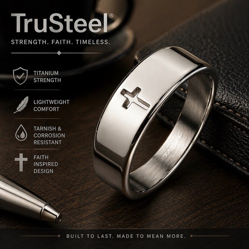 Men silver cross - silver, cut