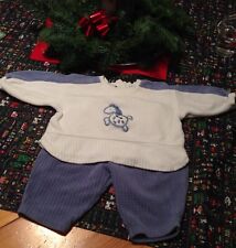 Kanz 2 piece cotton velour Baby outfit with horse application 