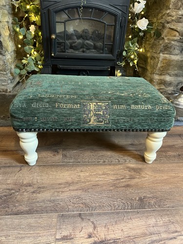 Vintage upholstered footstool - vintage,