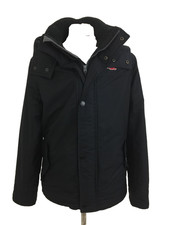 Hollister Men's California All-Weather Jacket Size S Black Hooded Zip Used F1