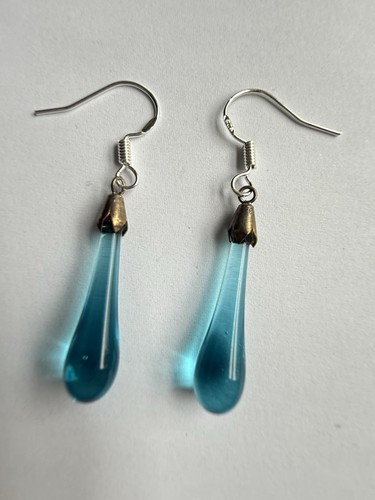Vintage turquoise glass drop - vintage,