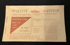 Motor Fuel Ration Book For Motor Car 2201 C.C. 1950'’s unused WW2
