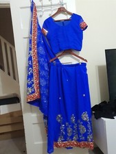 Blue Indian lehenga Choli Saree Bollywood Designer Bridal Wedding Party Wear Top