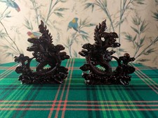 Vintage Pair of Chinese Resin Dragon Sculptures