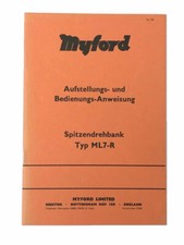 New Original Myford ML7-R Lathe Operation & Parts Manual In German From Myford 