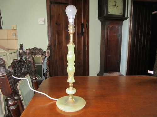 Vintage green onyx table - table, lamp