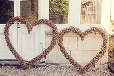 Eco Natural Sustainable Heart Wreath UK made Willow Wicker Large Wall Hanging