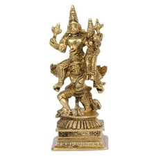 Hindu God Brass Lord Vishnu Laxmi Riding on Garuda Idol Figurine Statue
