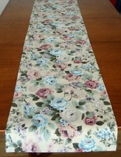 Table Runner Sanderson Cabbage Rose Cotton  Fabric  Lined  New 13 " x  55"  Long