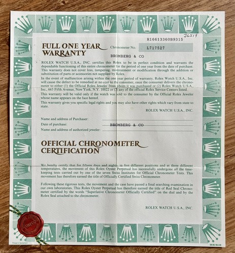 Rolex certificate submariner - rolex,