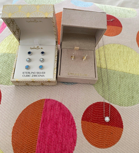 Sterling silver cz stud - x,