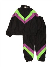 VINTAGE Mens Full Tracksuit XL  Black Colourblock Polyamide AB02
