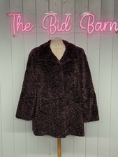 CC Petite Coat Size Medium Ladies Dark Purple Crushed Velvet Lined Heavyweight 