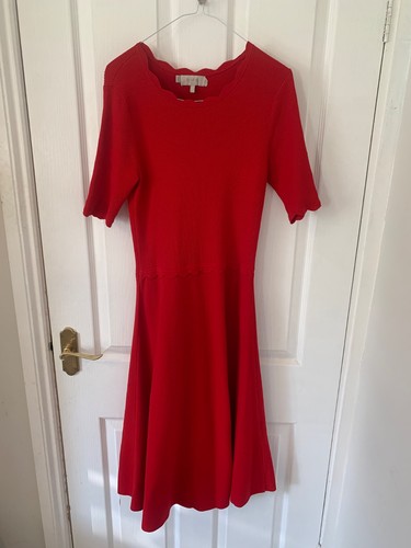Hobbs red midi dress size - , 10