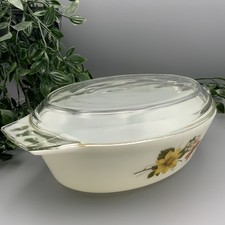 Vintage PYREX Autumn Glory Oval Casserole Dish 2.5 Pint Lidded Oven Stew Roaster