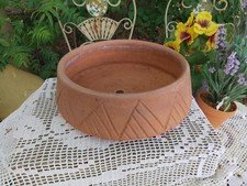 Round 11.5" Terracotta Garden Plant Bulb Herb Pot Stamped Classic Terracotta