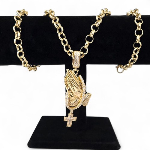 Mens gold praying hands - gold,
