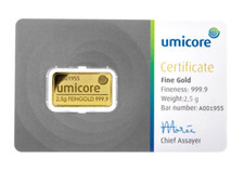 Umicore 2.5 Gram Gold Bar