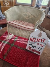 Vintage White Wicker Chair Rocker for Child or Doll