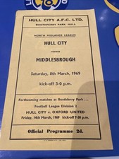 Hull City Reserves V Middlesbrough Reserves 1968/69
