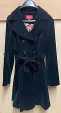 Monsoon Black Belted Smart Coat Ladies Size 10 Velvet Style (Brighouse)