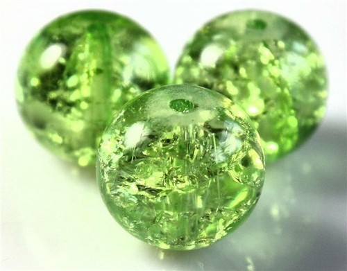Crackle glass round beads - glass,