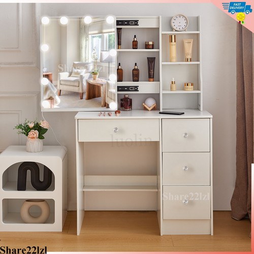 White dressing table with led - table,