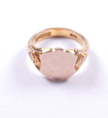 Rose gold signet ring 9ct - , size