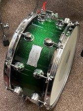 MAPEX “Saturn” Green/Black Fade Glitter. 14x7. Beautiful Drum. SUPERB. Post Inc