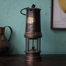 Antique Miners Lamp - Brass &