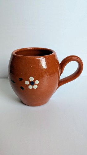 Vintage terracotta redware - redware, mug