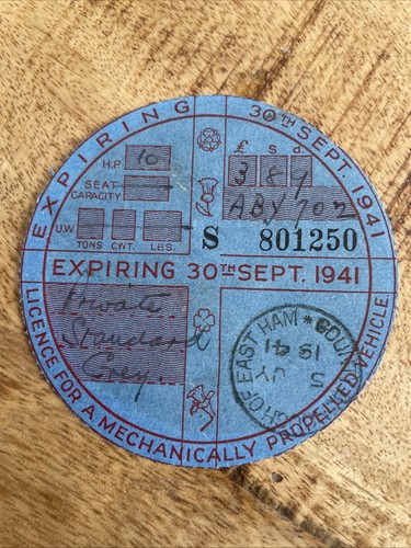Vintage old tax disc - vintage, september