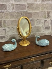 Dolls House 1/12 Scale Miniature Dressing Table Set Tilting Mirror & Swans
