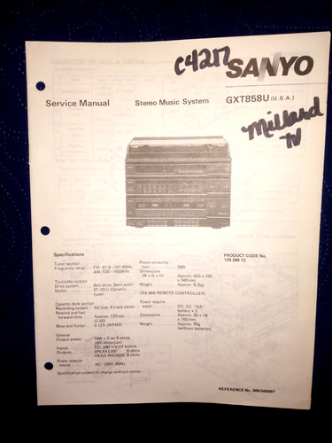 Sanyo gxt858u stereo - sanyo,