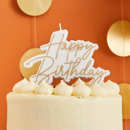 Gold happy birthday candles - gold,