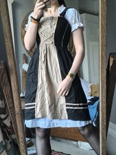 GERMAN VINTAGE prairie black LANDHAUS short Dirndl Dress 8 10 cottagecore boho