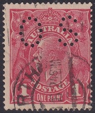 AUST KGV 1d Red SINGLE Wmk